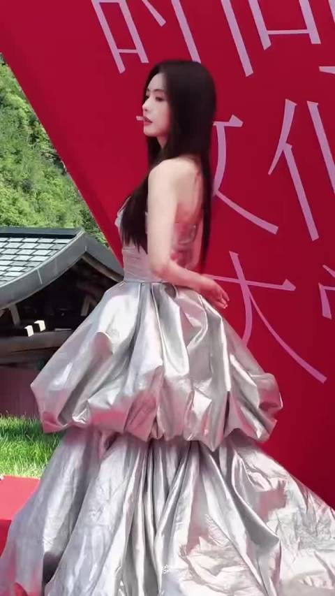 蔡文静亮相栩栩华生时尚文化大赏，黑长直银色礼服吸睛