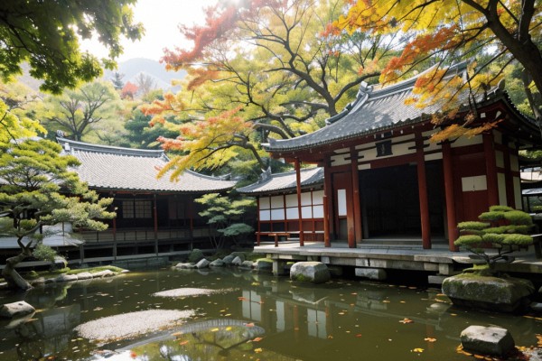 漫步日本京都古寺枫叶小径，感受千年庭院的静谧与四季自然的雅致之美