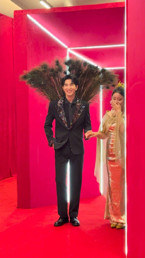 锤娜丽莎李川红毯牵手亮相,情侣互动默契十足