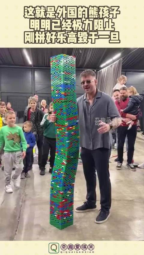 这就是外国的熊孩子,明明已经极力阻止,刚拼好乐高毁于一旦!