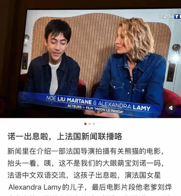 刘烨儿子诺一登上法国新闻联播!昔日萌娃模样大变,唇边小胡子太抢镜