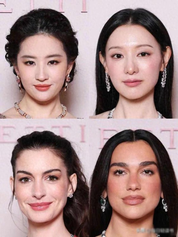 刘亦菲安妮海瑟薇站边角，金智媛抢C位，宝格丽合照藏了什么规则