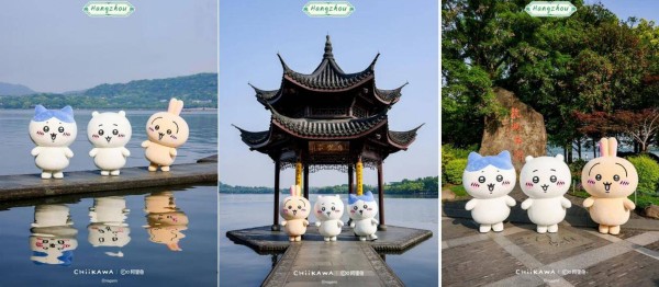 穿汉服、游西湖、品龙井，Chiikawa这样致敬杭州文化