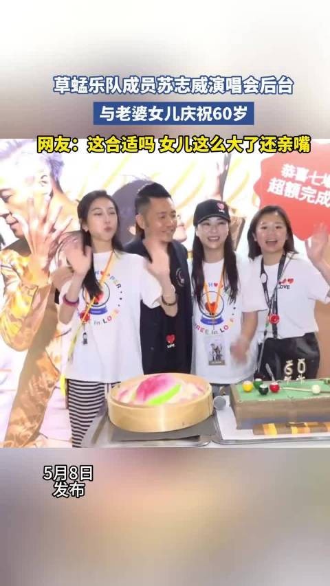 草蜢乐队成员苏志威演唱会背景与妻子女儿庆贺60岁生日 ！
