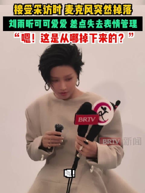 刘雨昕采访中麦克风突然掉落,反应可爱