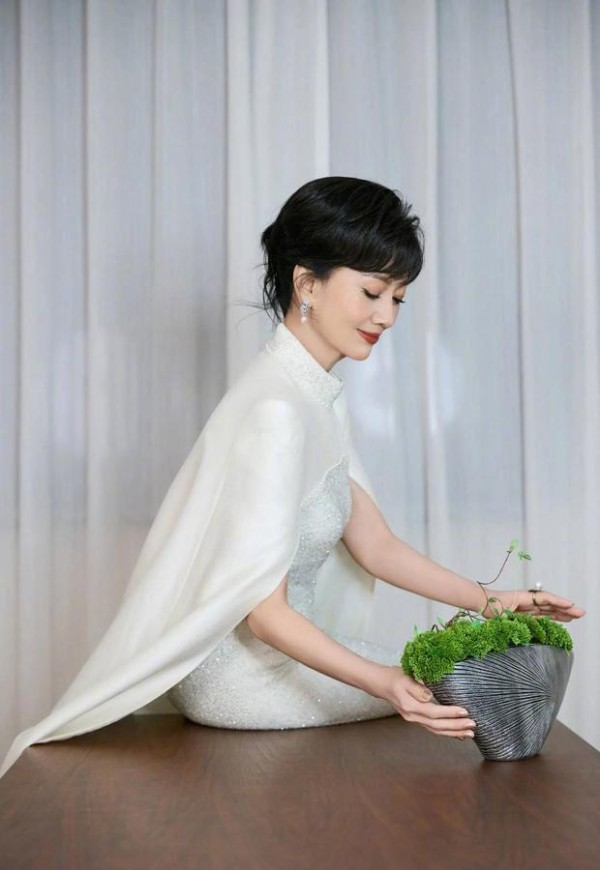 赵雅芝侧颜柔美,保养有方。
