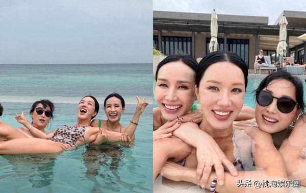 这是57岁?严正化带家人度假身材惹火,被赞母女三人共用一张脸