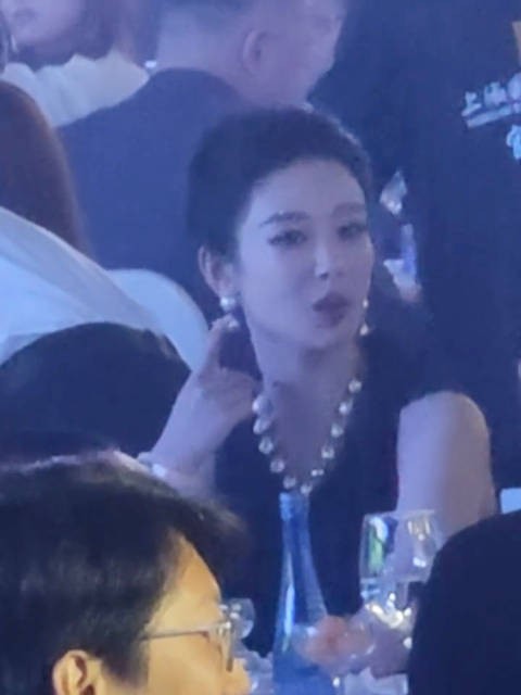 晚宴上跟梅婷妈咪聊穿搭的杨紫 还展示了自己的珍珠耳环 胡歌杨紫同框