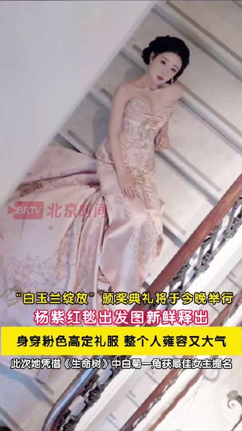 杨紫白玉兰红毯造型雍容大气