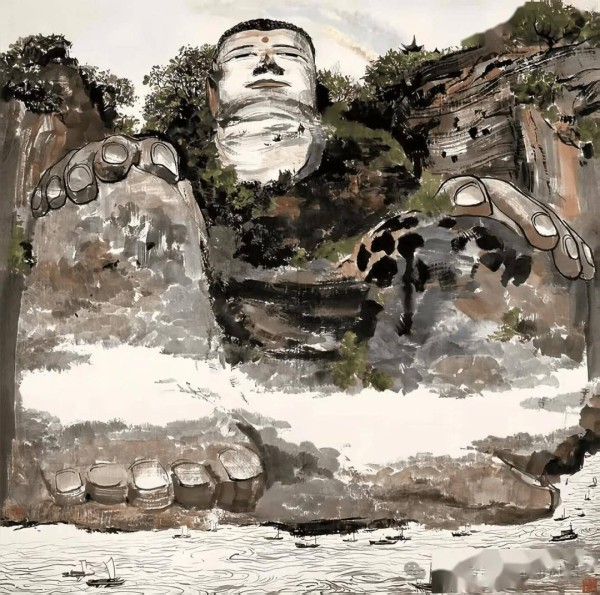 吴冠中画的乐山大佛！网友：大师，真大师！