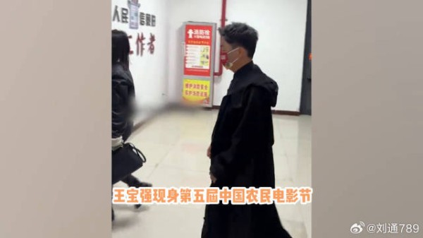 王宝强出席农民电影节,自称农民的儿子蹲下合影