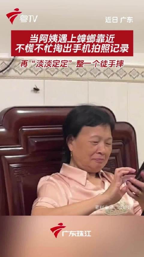 阿姨遇蟑螂淡定拍照后徒手摔