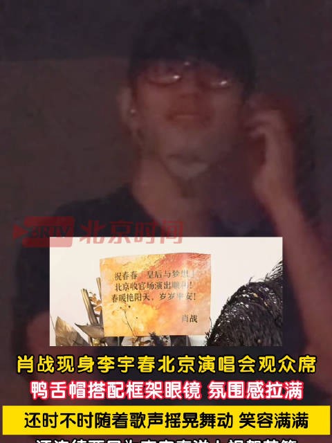 肖战头戴鸭舌帽和眼镜亮相李宇春演唱会