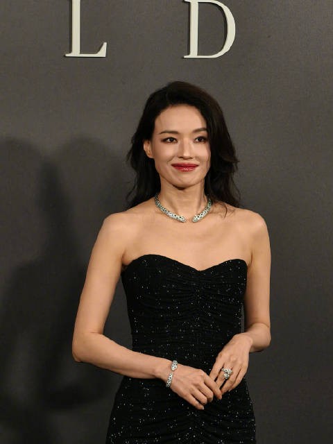 舒淇亮相Cartier上海展览,黑色长裙细闪熠熠生辉