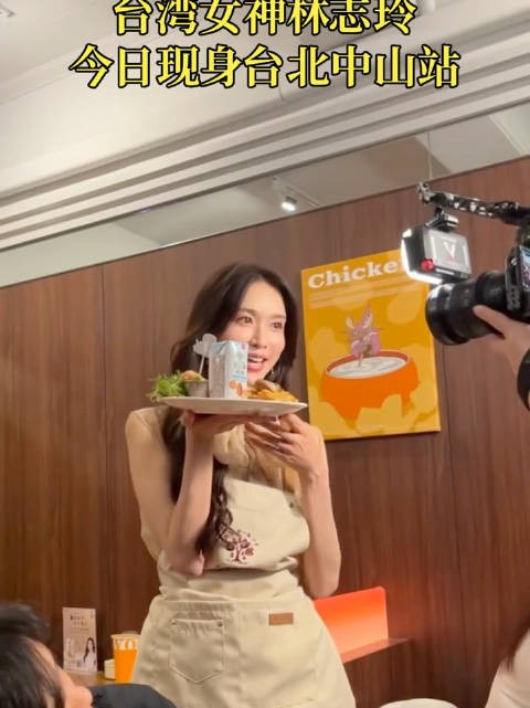 林志玲现身台北中山路拍摄广告状态佳