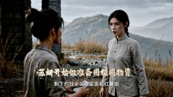 苏妍告知铁梅山洪预警，二人囤粮囤物资备灾