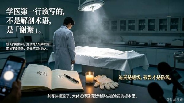 医学生在大体老师骨骼上写轻浮文字被指不敬